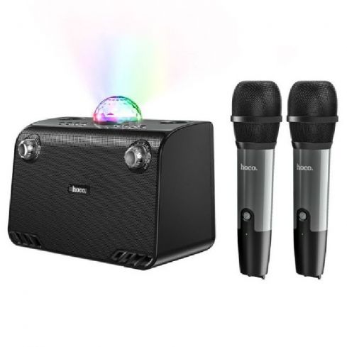 Hoco BS41 Plus Wireless speaker With 2Mic & Coloerful Ligtting Effect - Black