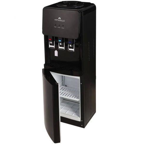 Armadillo Water Dispenser With Refrigerator, 3 Taps, 16 litre , Black -  ARM-WDS-FRI-BK-0000 ( Water bottle on top )