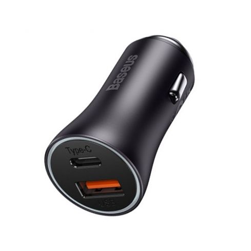 Baseus CGJMOOO113 Dual Ports Car Charger Adapter 60W - Dark Gray