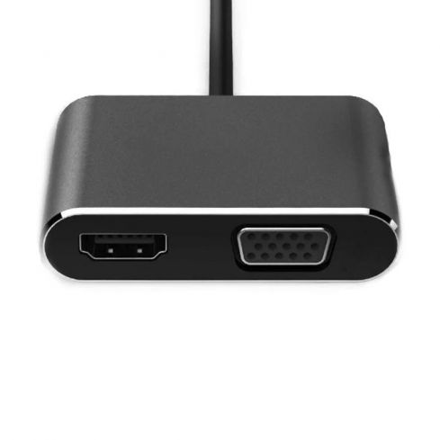 Buddy HUB4 USB-C to HDMI & VGA Converter 100W - Black