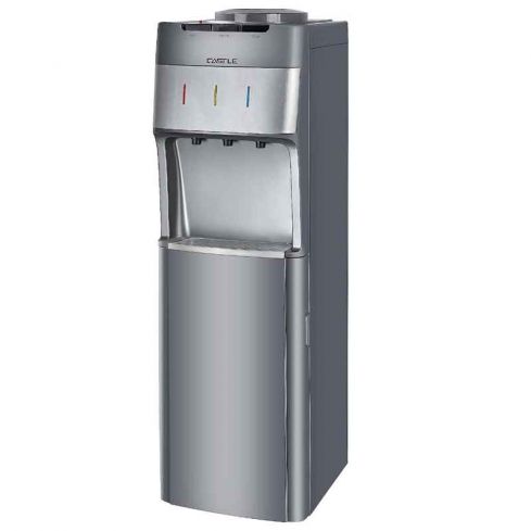 Castle Water Dispenser 3 Taps Hot, Normal and Cold  , Silver - WD 3040 ( Water bottle on top )