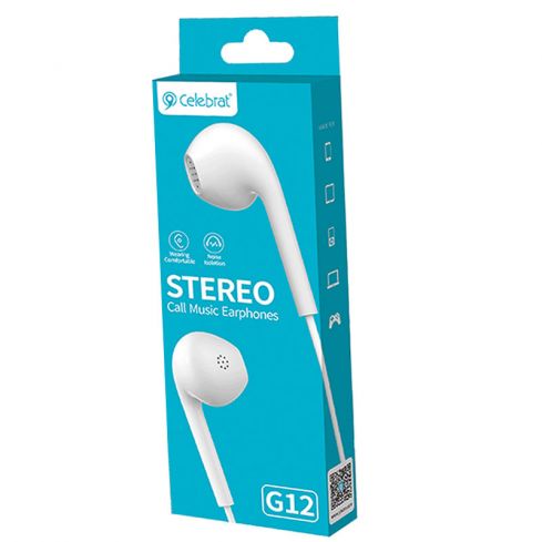 Celebrat G12 Stereo Wired Earphone 3.5mm - White