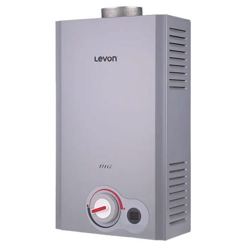 Levon Digital Gas Water Heater, 10 Liters, Adaptor , Silver - DG4 F-OXG