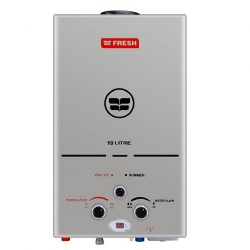 Fresh Gas Water Heater 10 Liters Spa with Adapter LNG - Silver