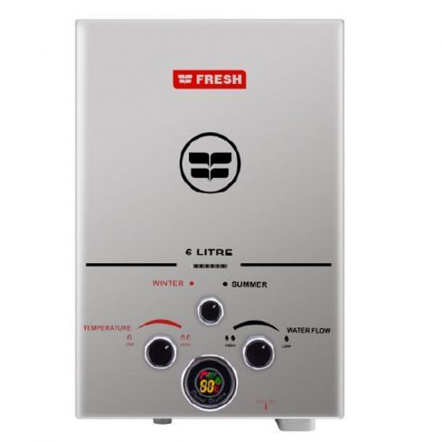 Fresh Gas Water Heater 6 Liters Spa with Adapter LNG - Silver