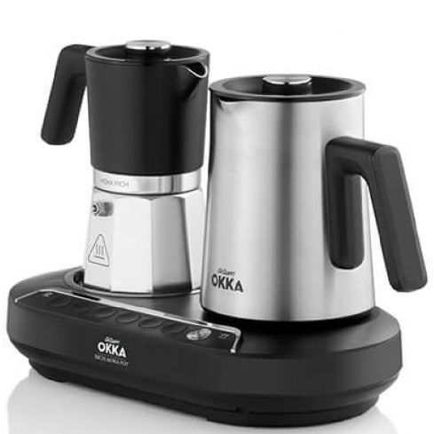 Arzum Okka Rich Moka Pot Turkish Coffee Maker, OK0027 - Black in Silver