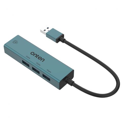  اونتن موزع  USB 3.0 إلى 3 منافذ مع محول جيجابت إيثرنت، OTN-5220 - اخضر