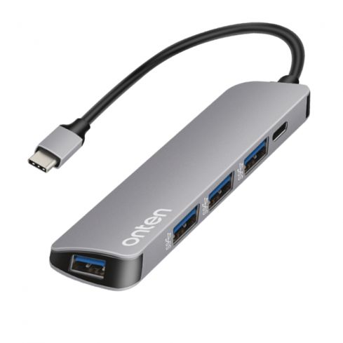 Onten OTN 9602 Hub 5 in 1 Type C To USB 3.0 + PD Charge - Silver 