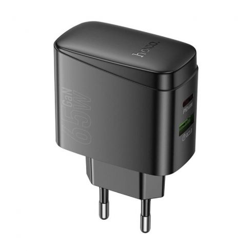 هوكو شاحن سريع CS63A بقوة 65 واط GaN PD/QC بمنافذ USB-C/USB-A - أسود