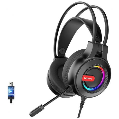 Lenovo Thinkplus G80-B USB RGB Gaming Headset Noise Cancelling Microphone - Black