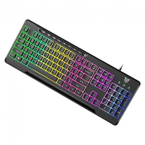 اونيكوما G32 لوحة مفاتيح ألعاب سلكية بغطاء مفاتيح وإضاءة خلفية RGB – أسود