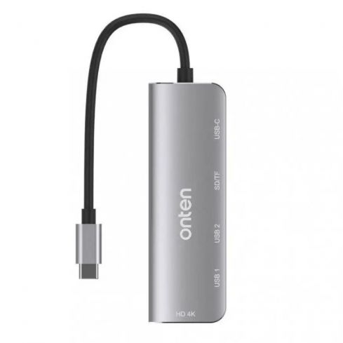 اونتن OTN-95116D متعدد الوظائف 6 في 1 بمنفذ USB-C - فضي 