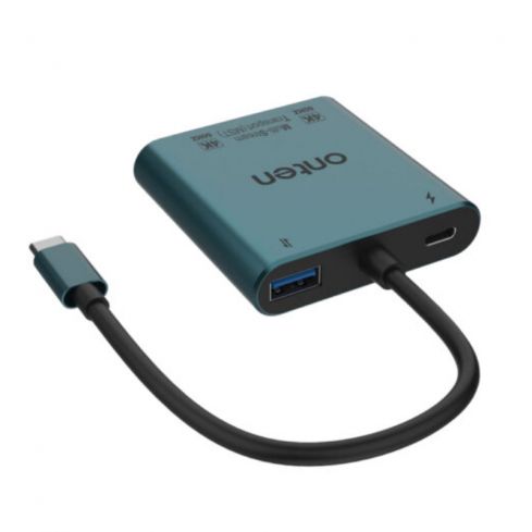 اونتن محول OTN-9175K متعدد التدفقات (MST) 4 في 1 من USB-C إلى HDMI مزدوج مع (1xUSB-A + 1xUSB-C) - أخضر