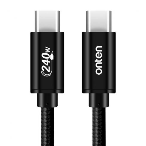 Onten Braided 480Mbps USB-C to USB-C Cable 240W, OTN-CC201 - Black