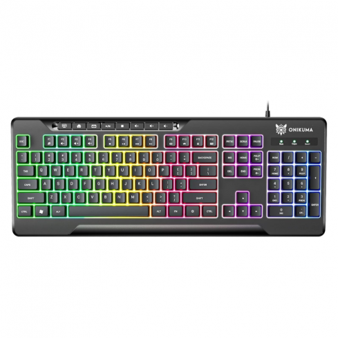 اونيكوما G32 لوحة مفاتيح ألعاب سلكية بغطاء مفاتيح وإضاءة خلفية RGB – أسود