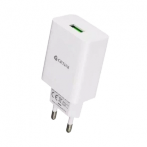 جيناي Q300C  شاحن سريع بقوة 25 وات مع كابل يو اس بي إلى تايب سي - أبيض