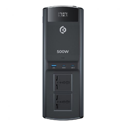 Powerology 500W Universal Multi-Port Car Inverter with Dual USB-C Output - Black