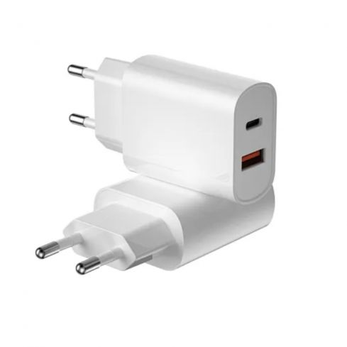 شاحن WiWU عالي الجودة 20 واط PD+QC USB Type C شاحن سريع الشحن - أبيض
