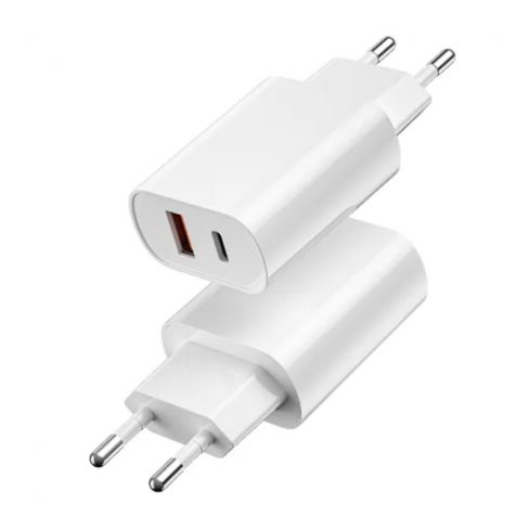 شاحن WiWU عالي الجودة 20 واط PD+QC USB Type C شاحن سريع الشحن - أبيض