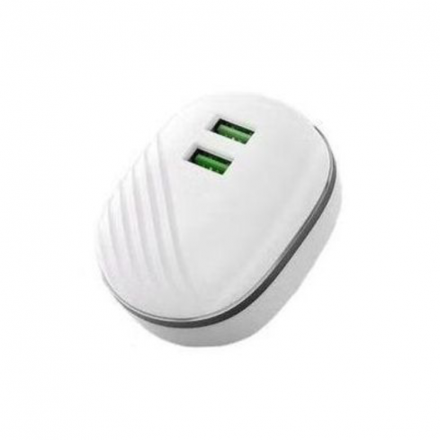 Recci Adapter Travel RC11 Uk Dual USB Fast Charging - White
