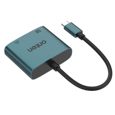  اونتن محول ٢ في ١ USB-C إلى HDMI 4K مع Ethernet (RJ45) 10/100Mbps، OTN-UC288 - أخضر