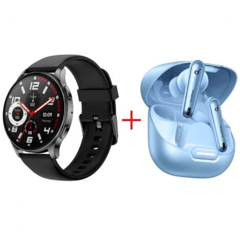 Amazfit Pop 3R Smartwatch - Black & Soundcore Anker Liberty 4 NC Earbuds - Blue