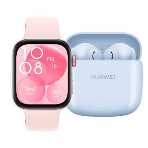 Huawei Watch Fit 3 - Pink & Huawei FreeBuds SE2 - Isel Blue