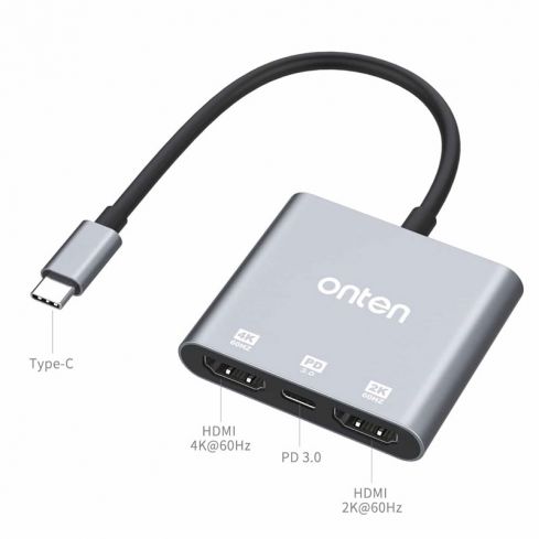 Onten USB Type-C to HDMI 2 Ports With PD 3.0 - OTN-9175S