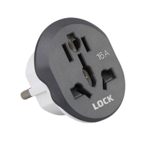 I Lock Power Lock Travel Plug Adapter Converter 16A - Black