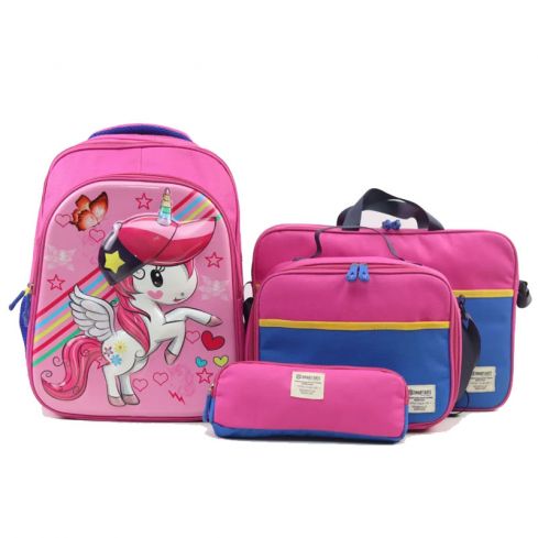 Smart Gate SG-9199 School Backpack Bundle Carrying Unicorn Cap - Pink