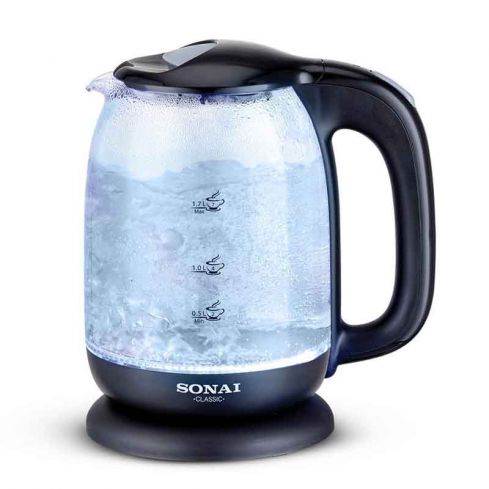 Sonai Kettle Glass , 2200 Watt 1.7L Bright LED lights - Black - MAR-3752