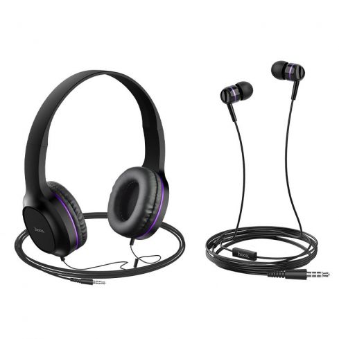 Hoco Headphone & Earphone Wired , purple - W24 