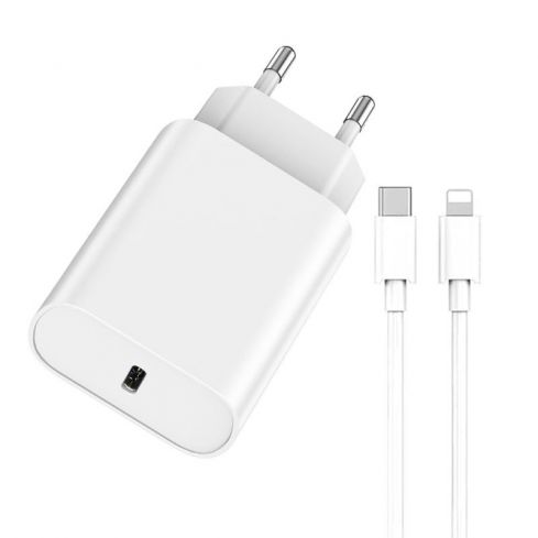 WIWU WI-U001-EU Home Charger Type-C 20W with Lightning Cable - White