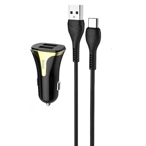 هوكو شاحن سيارة Z31 ثنائي المنفذ من USB-A الي Type C قوة واط - أسود