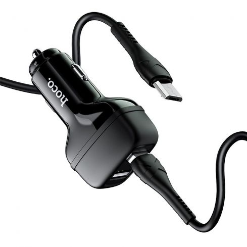 Hoco Z36 Car Charger Dual Port USB-A to Micro - Black