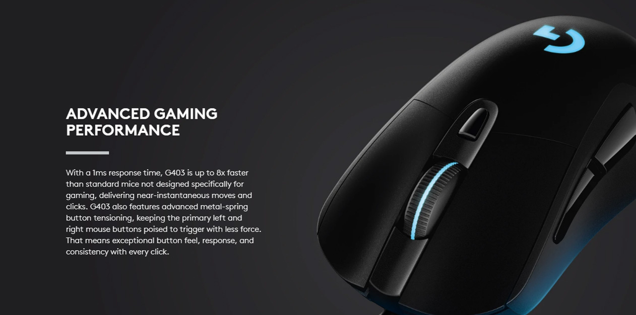 Logitech G403 Hero Gaming Mouse - Black