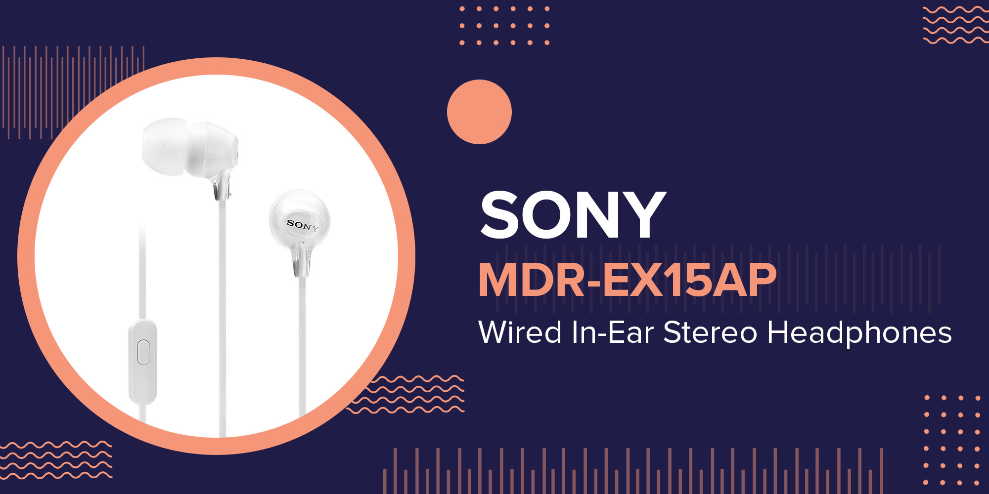 Sony Wired Headphones with Mic MDR-EX15AP