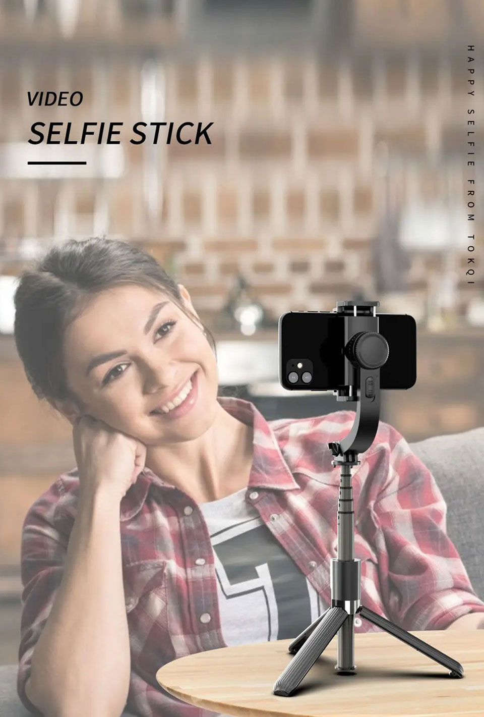 Wyl L08 Wireless Selfie Stick Tripod Gimbal Stabilizer - Black